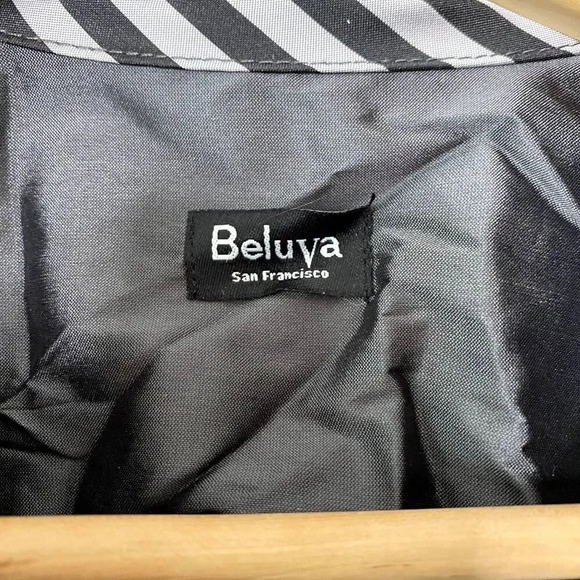 Beluva San Francisco Pleated Button Down Shirt Blouse Black White Striped XS - Picture 4 of 10
